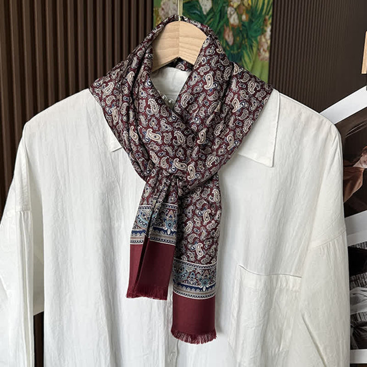 Sciarpa lunga e sottile in pura seta, stile britannico, motivo Paisley, da uomo