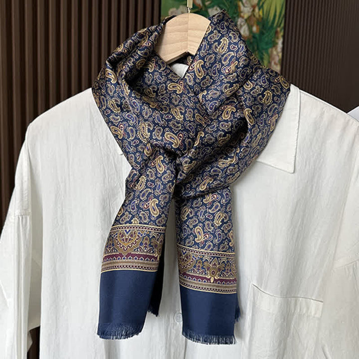 Sciarpa lunga e sottile in pura seta, stile britannico, motivo Paisley, da uomo