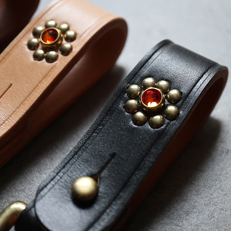 Rivetti Portachiavi in ottone borchiato Cintura Portachiavi in pelle