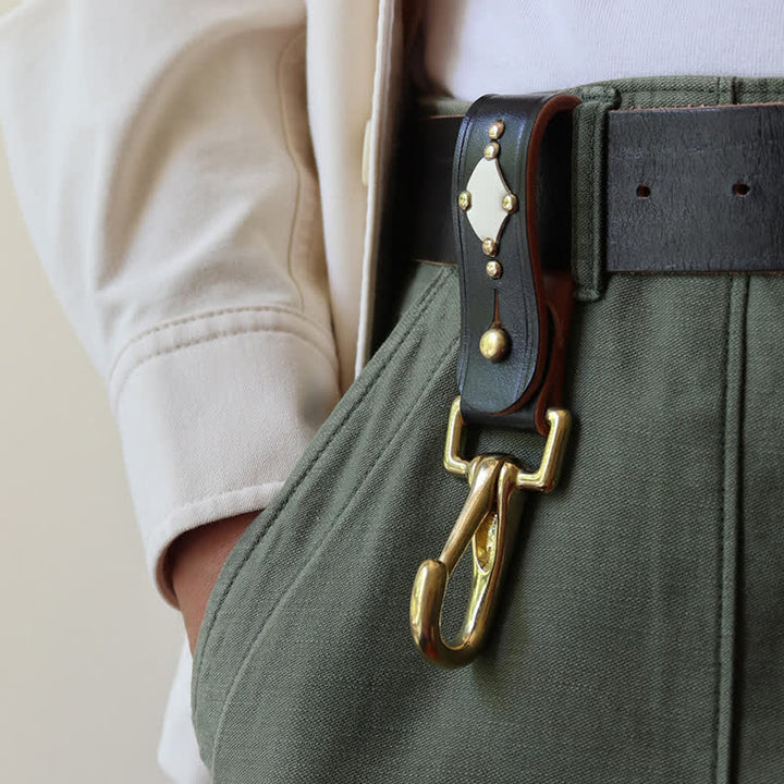 Rivetti Portachiavi in ottone borchiato Cintura Portachiavi in pelle