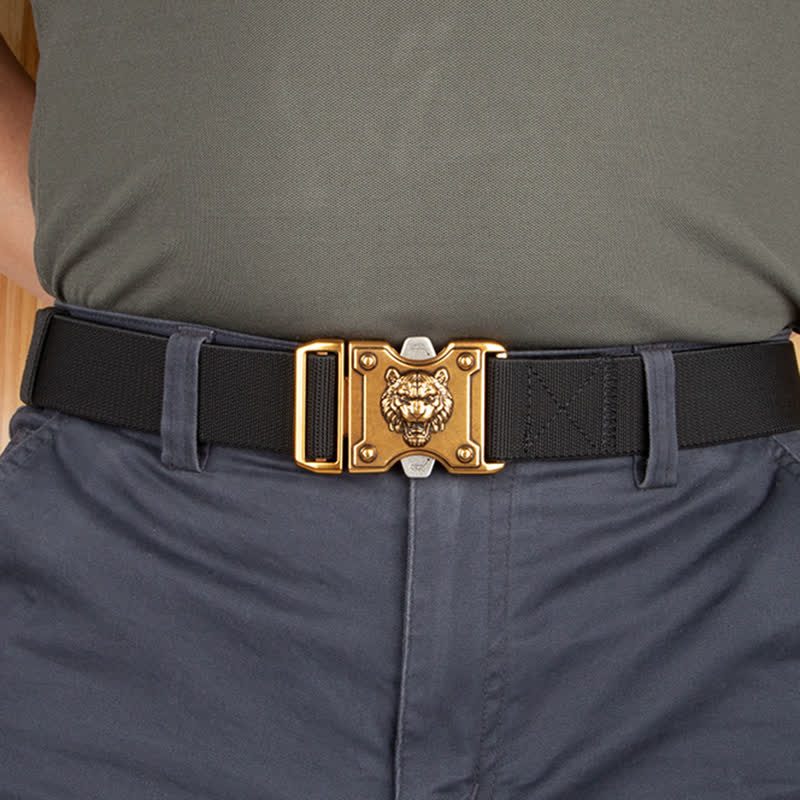 Cintura da uomo in nylon con chiusura a sgancio rapido e doppia fessura "Tigre d'oro"