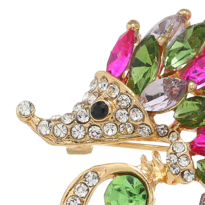 Spilla a forma di riccio con strass multicolor
