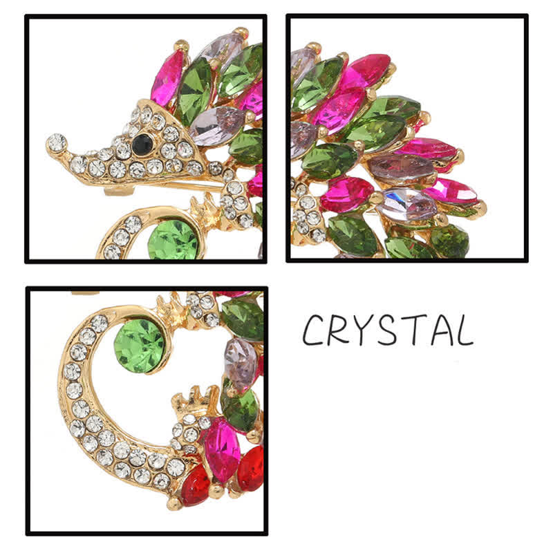 Spilla a forma di riccio con strass multicolor