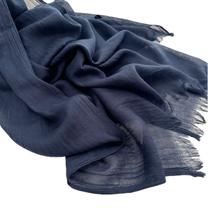 Sciarpa sottile in cotone e lino tinta unita in voile estivo