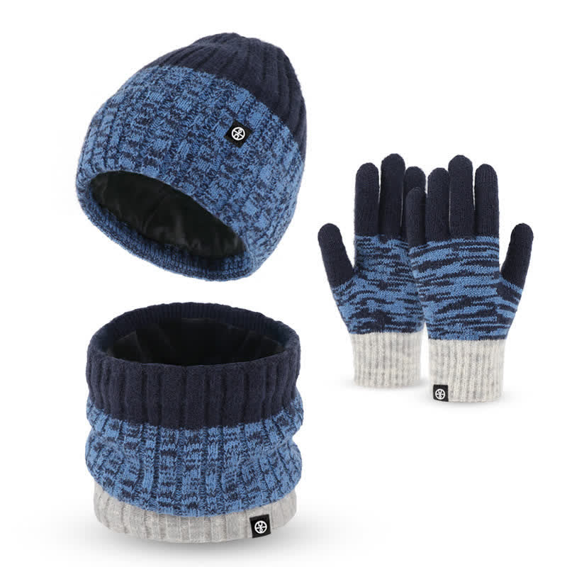 Set di 3 guanti scaldacollo e cappello abbinati con colori sfumati unisex