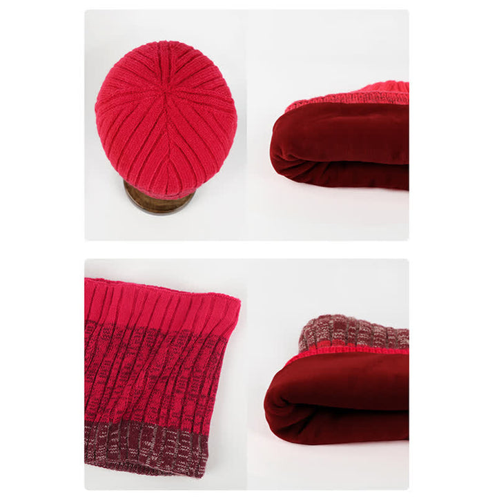 Set di 3 guanti scaldacollo e cappello abbinati con colori sfumati unisex