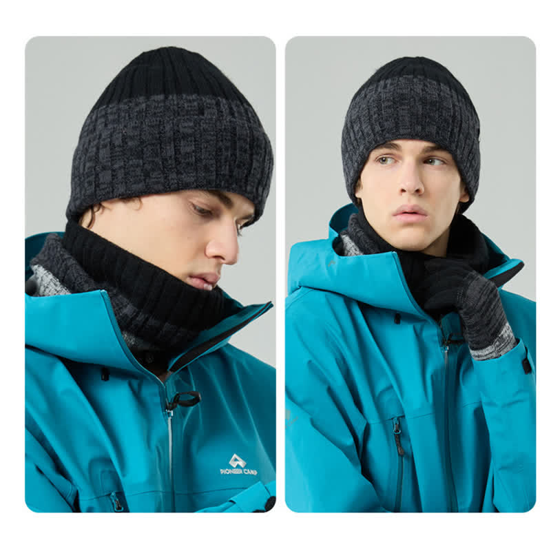 Set di 3 guanti scaldacollo e cappello abbinati con colori sfumati unisex