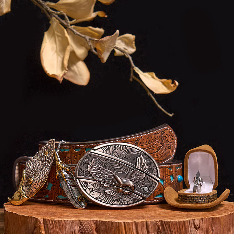 Set di anelli con fibbia per cintura con coltello nascosto e ciondolo a forma di aquila calva fai da te