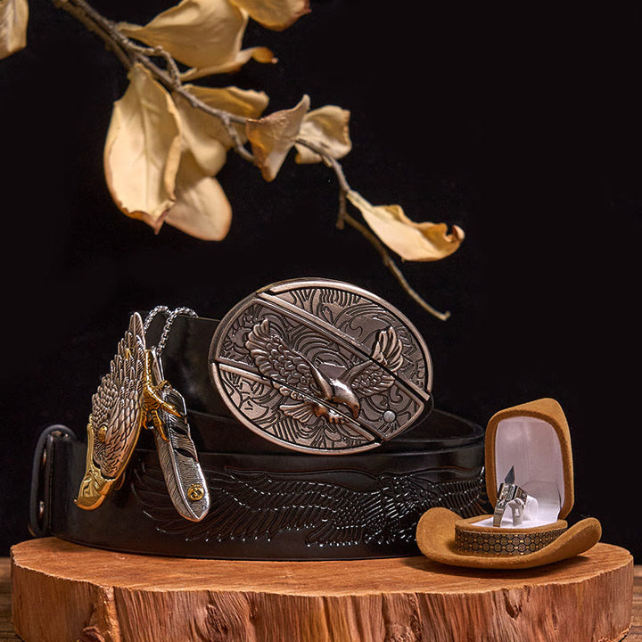 Set di anelli con fibbia per cintura con coltello nascosto e ciondolo a forma di aquila calva fai da te