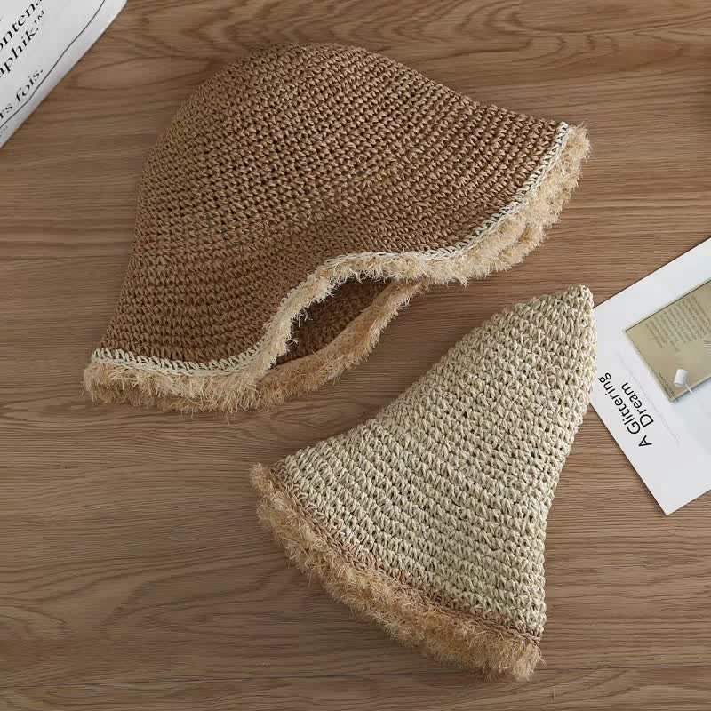 Cappello da donna primaverile ed estivo, cappello di paglia pieghevole floscio