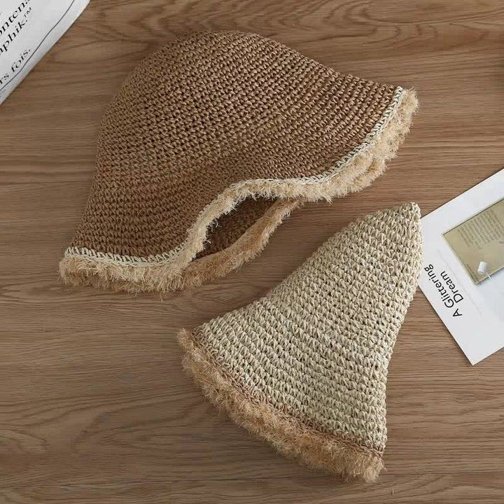 Cappello da donna primaverile ed estivo, cappello di paglia pieghevole floscio