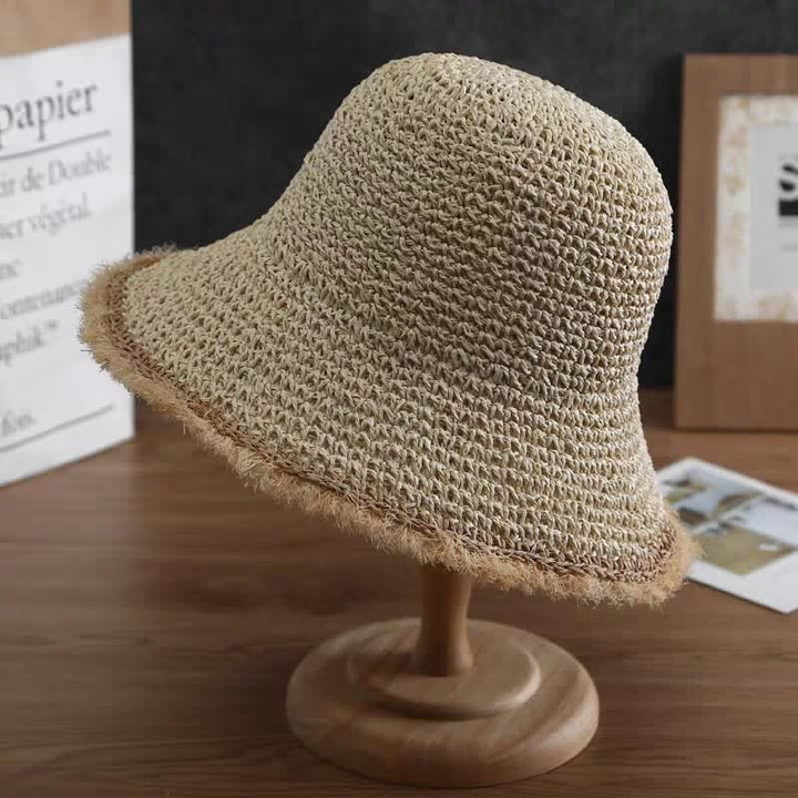 Cappello da donna primaverile ed estivo, cappello di paglia pieghevole floscio