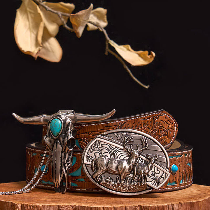 Set pratico di ciondoli fai da te con fibbia per coltello nascosto turchese a forma di toro longhorn