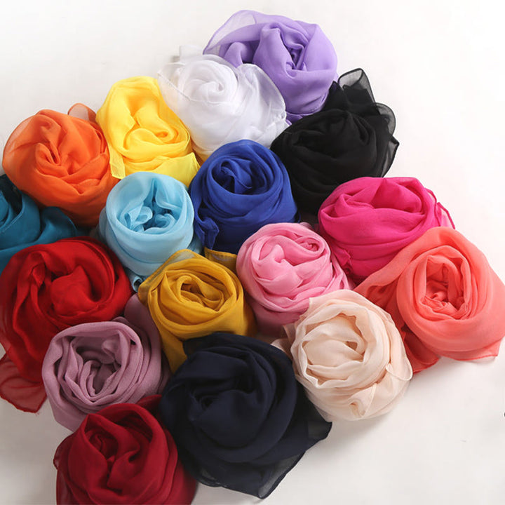 Sciarpa sottile in chiffon con protezione solare tinta unita estiva