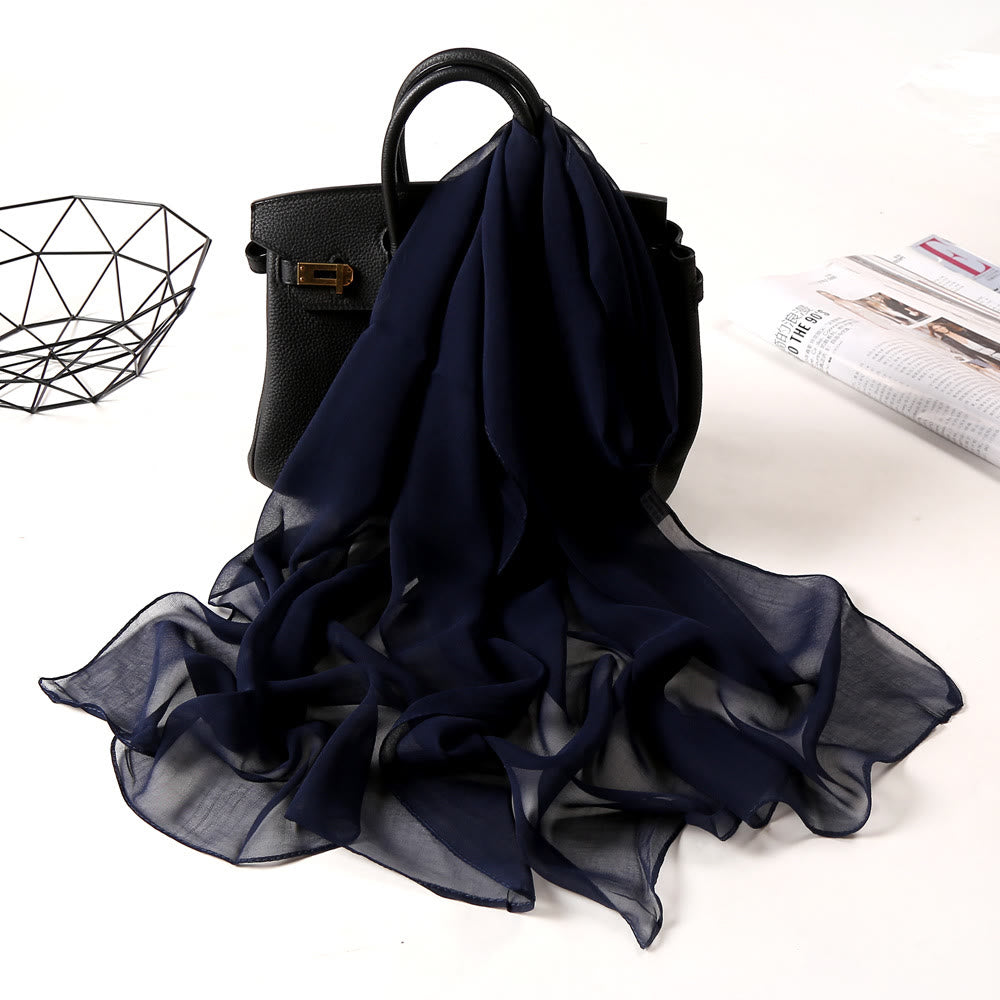 Sciarpa sottile in chiffon con protezione solare tinta unita estiva