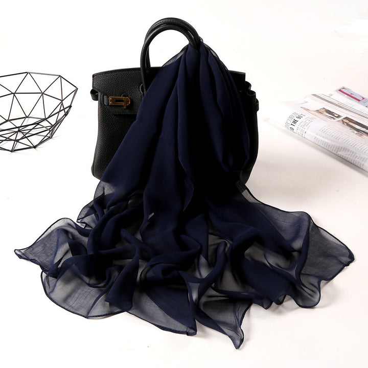 Sciarpa sottile in chiffon con protezione solare tinta unita estiva