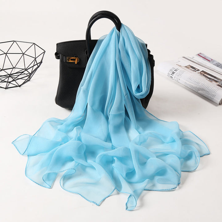 Sciarpa sottile in chiffon con protezione solare tinta unita estiva