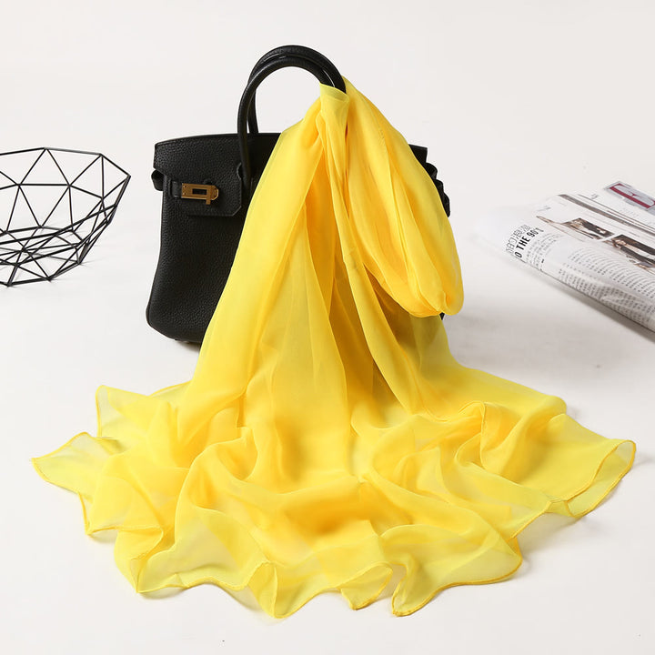 Sciarpa sottile in chiffon con protezione solare tinta unita estiva