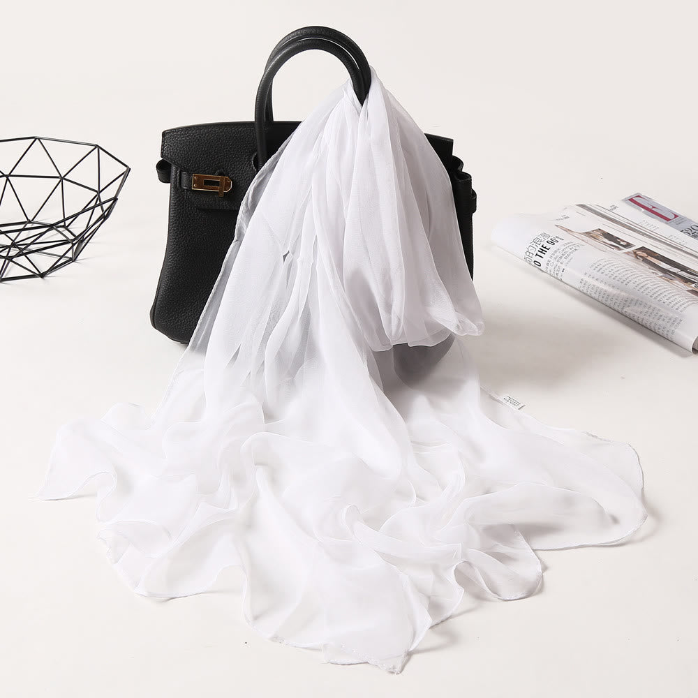 Sciarpa sottile in chiffon con protezione solare tinta unita estiva