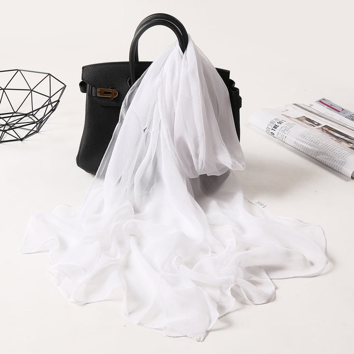 Sciarpa sottile in chiffon con protezione solare tinta unita estiva