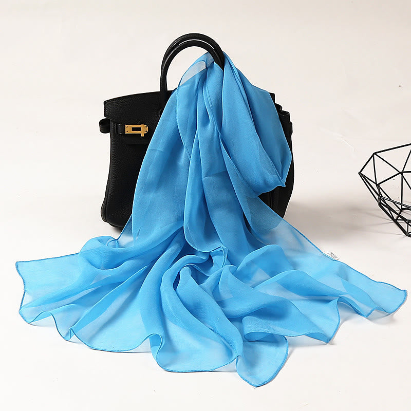 Sciarpa sottile in chiffon con protezione solare tinta unita estiva