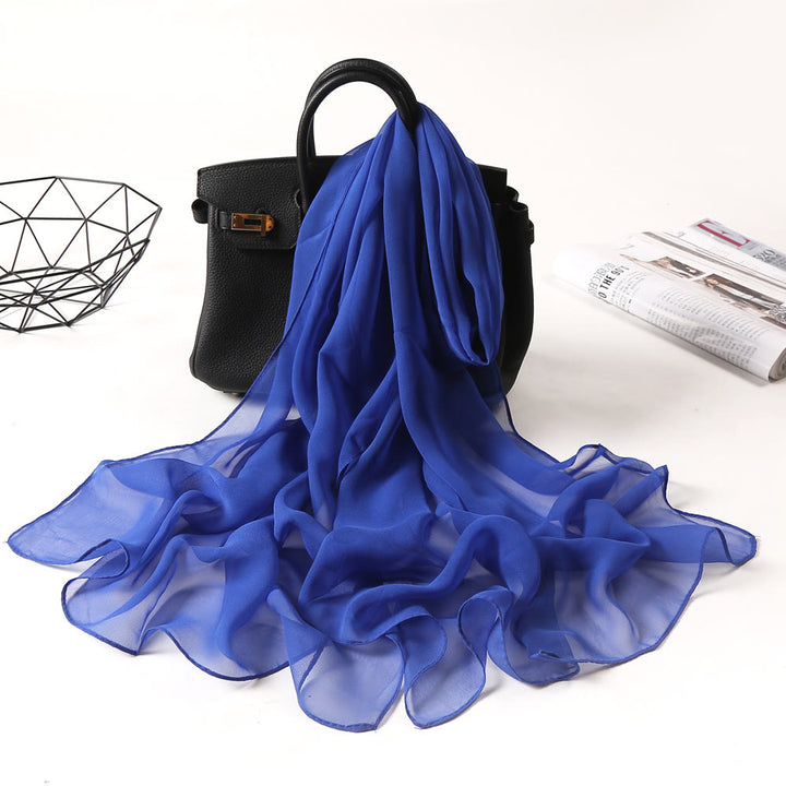 Sciarpa sottile in chiffon con protezione solare tinta unita estiva