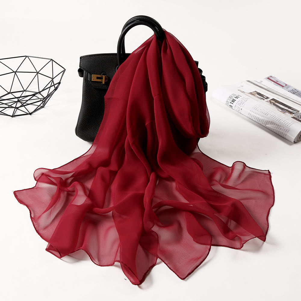 Sciarpa sottile in chiffon con protezione solare tinta unita estiva
