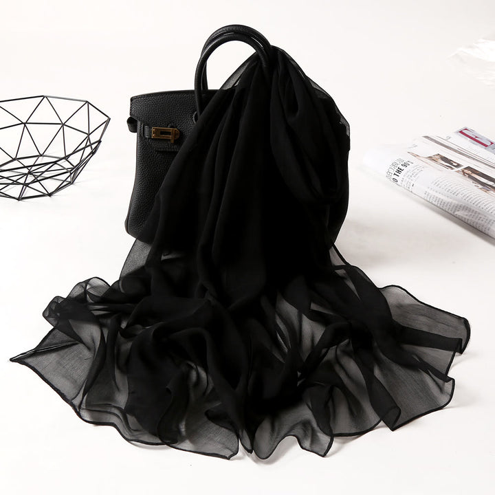 Sciarpa sottile in chiffon con protezione solare tinta unita estiva