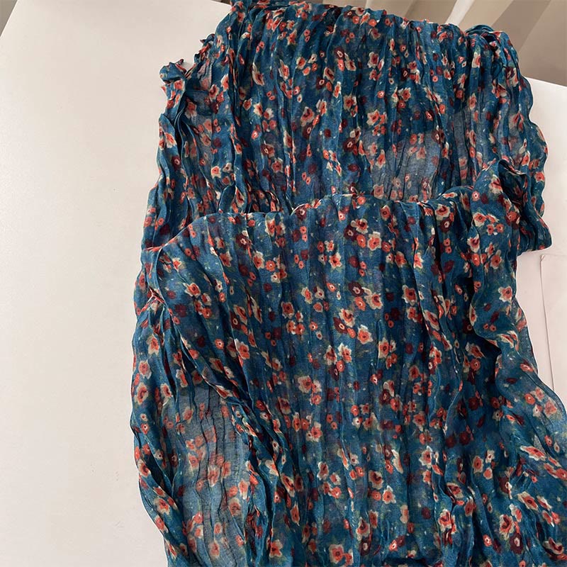 Sciarpa morbida con motivo floreale plissettato primaverile da donna