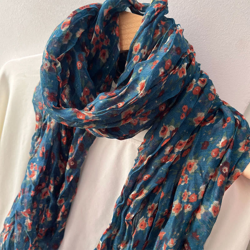 Sciarpa morbida con motivo floreale plissettato primaverile da donna