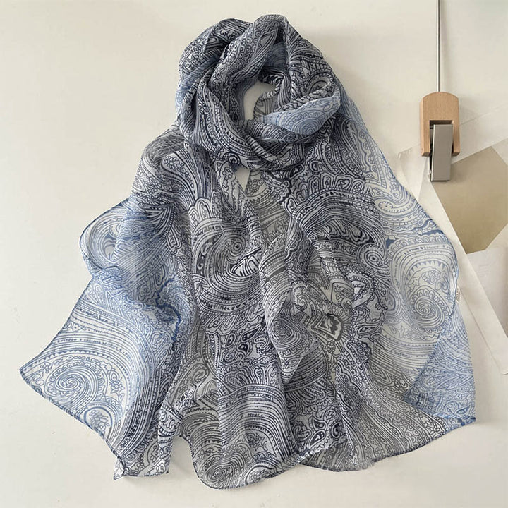 Sciarpa da spiaggia con protezione solare, motivo floreale in chiffon estivo morbido da donna