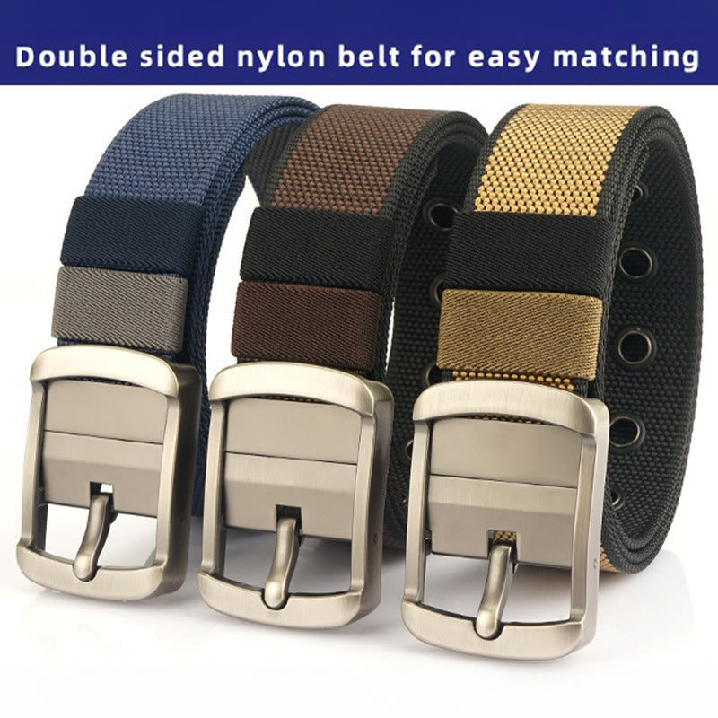 Cintura con fibbia girevole da uomo Cintura in nylon reversibile