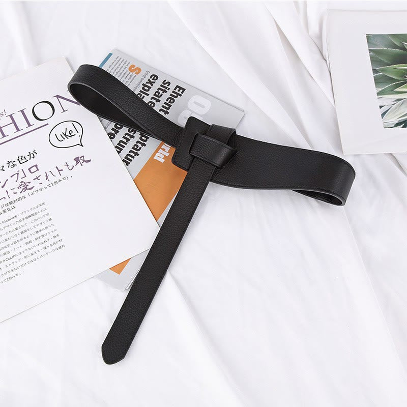 Cintura con nodo tinta unita Cintura in pelle da donna