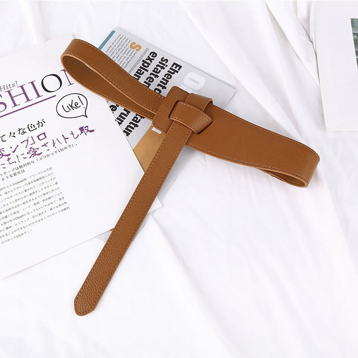 Cintura con nodo tinta unita Cintura in pelle da donna