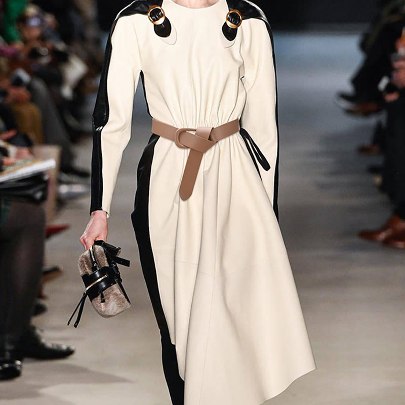 Cintura semplice larga per donna Cintura con nodo in pelle