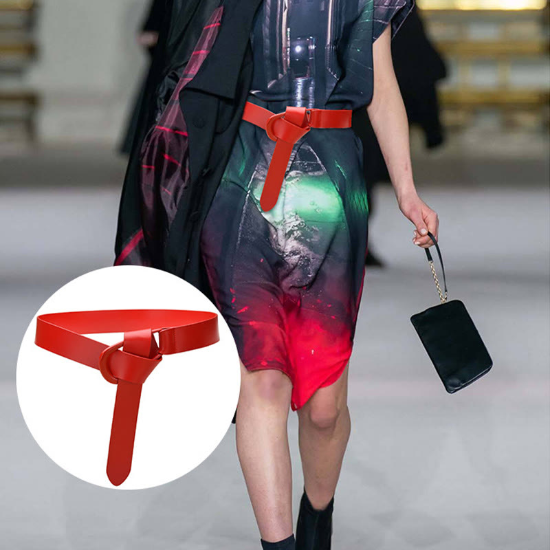 Cintura semplice larga per donna Cintura con nodo in pelle