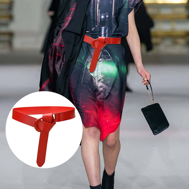Cintura semplice larga per donna Cintura con nodo in pelle