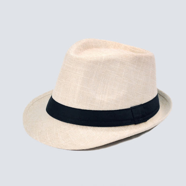 Cappello estivo Fedora con nastro nero semplice da uomo