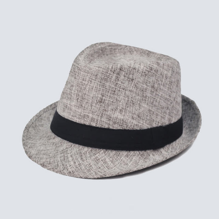 Cappello estivo Fedora con nastro nero semplice da uomo