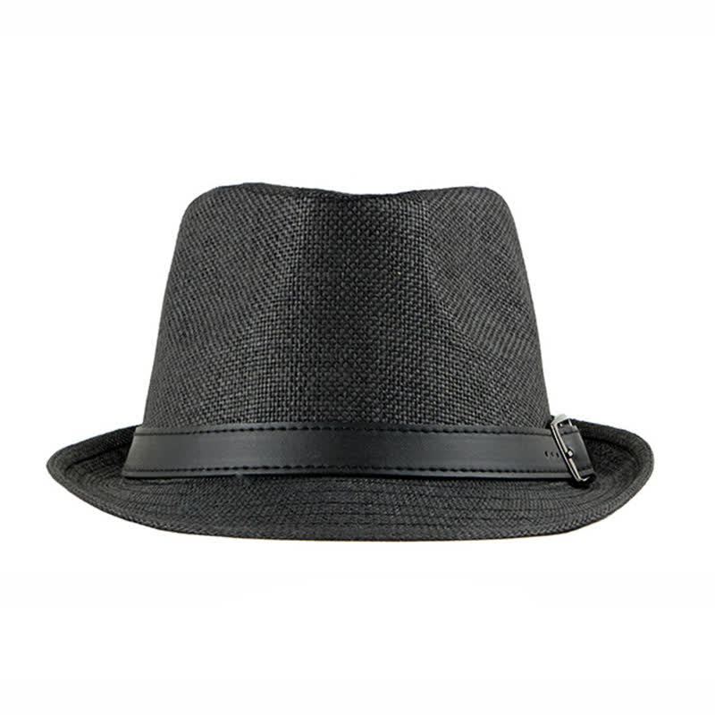 Cappello da uomo elegante e casual in paglia con decorazione in pelle