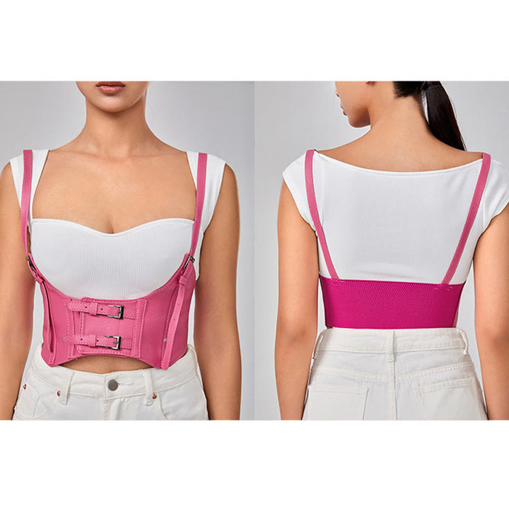 Cintura da corsetto con cinturino punk, bretelle da donna