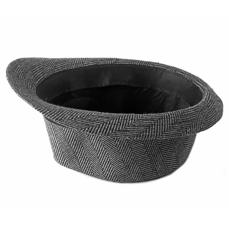 Cappello da uomo Fedora con motivo a spina di pesce e nastro nero