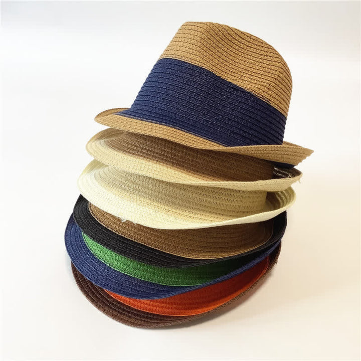 Cappello di paglia Fedora divertente con colori abbinati per l'estate