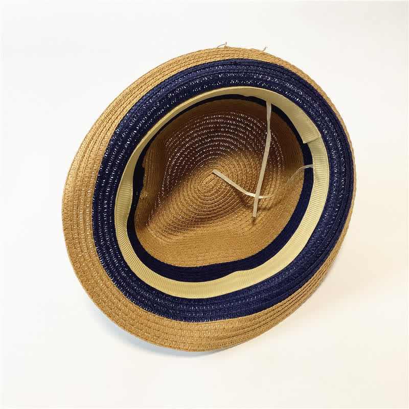 Cappello di paglia Fedora divertente con colori abbinati per l'estate