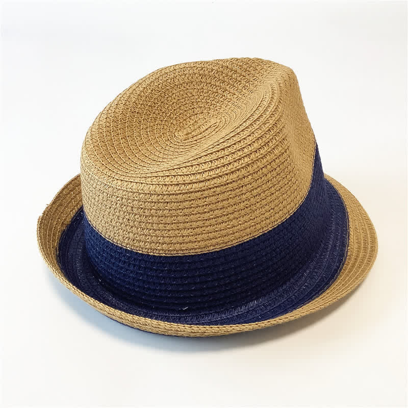 Cappello di paglia Fedora divertente con colori abbinati per l'estate
