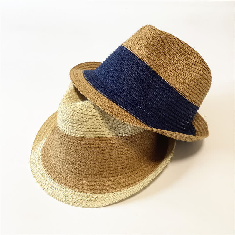 Cappello di paglia Fedora divertente con colori abbinati per l'estate