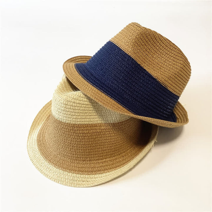 Cappello di paglia Fedora divertente con colori abbinati per l'estate