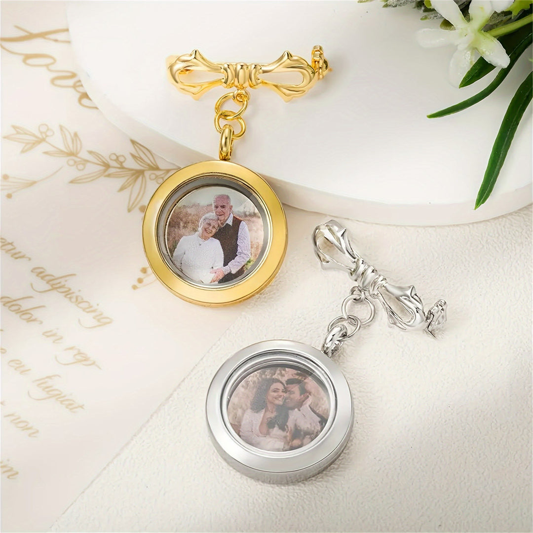 Personalizza la tua spilla con fiocco fotografico, spilla commemorativa in metallo