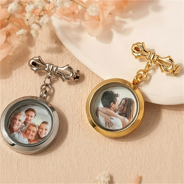 Personalizza la tua spilla con fiocco fotografico, spilla commemorativa in metallo