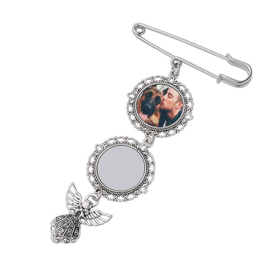 Personalizza la tua spilla fotografica con spilla pendente a forma di angelo